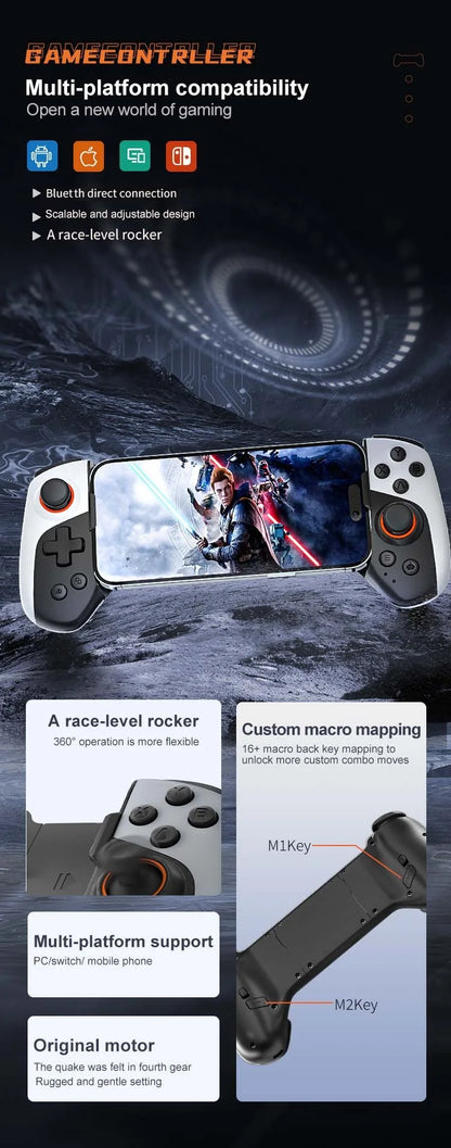 Mobile Gaming Controller with RGB Cooler for iPhone/Android/PC/Switch/Apple Arcade MFi Games with Customized Keys TURBO