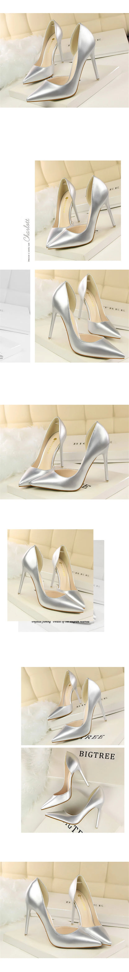 BIGTREE Shoes New Patent Leather Woman Pumps Pointed Stiletto Fashion Women Work Shoes Sexy Cut-Outs High Heel Shoe Ladies Party