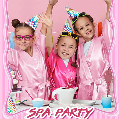 1/6/15Sets Spa Party for Girls Child Birthday Party Favors For Kids Kimono Girl Kids Robes Wedding Favour Bathrobe with Headband