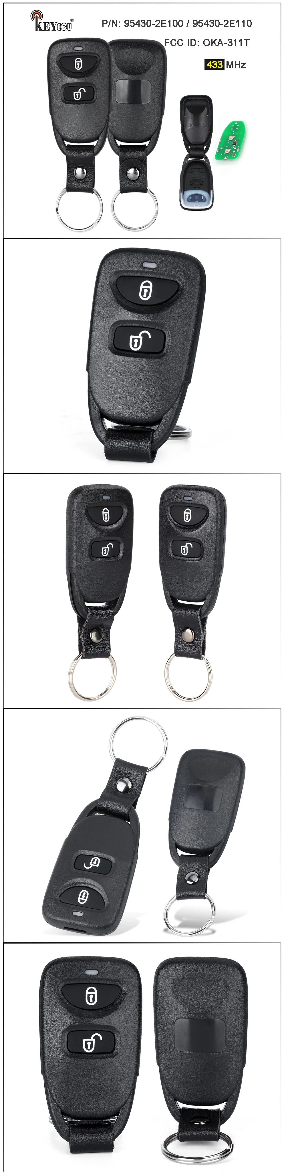 KEYECU 433MHz P/N: 95430-2E100, 95430-2E110, FCC ID: OKA-311T Remote Car Key Fob for Hyundai Tucson 2005 2006 2007 2008 2009