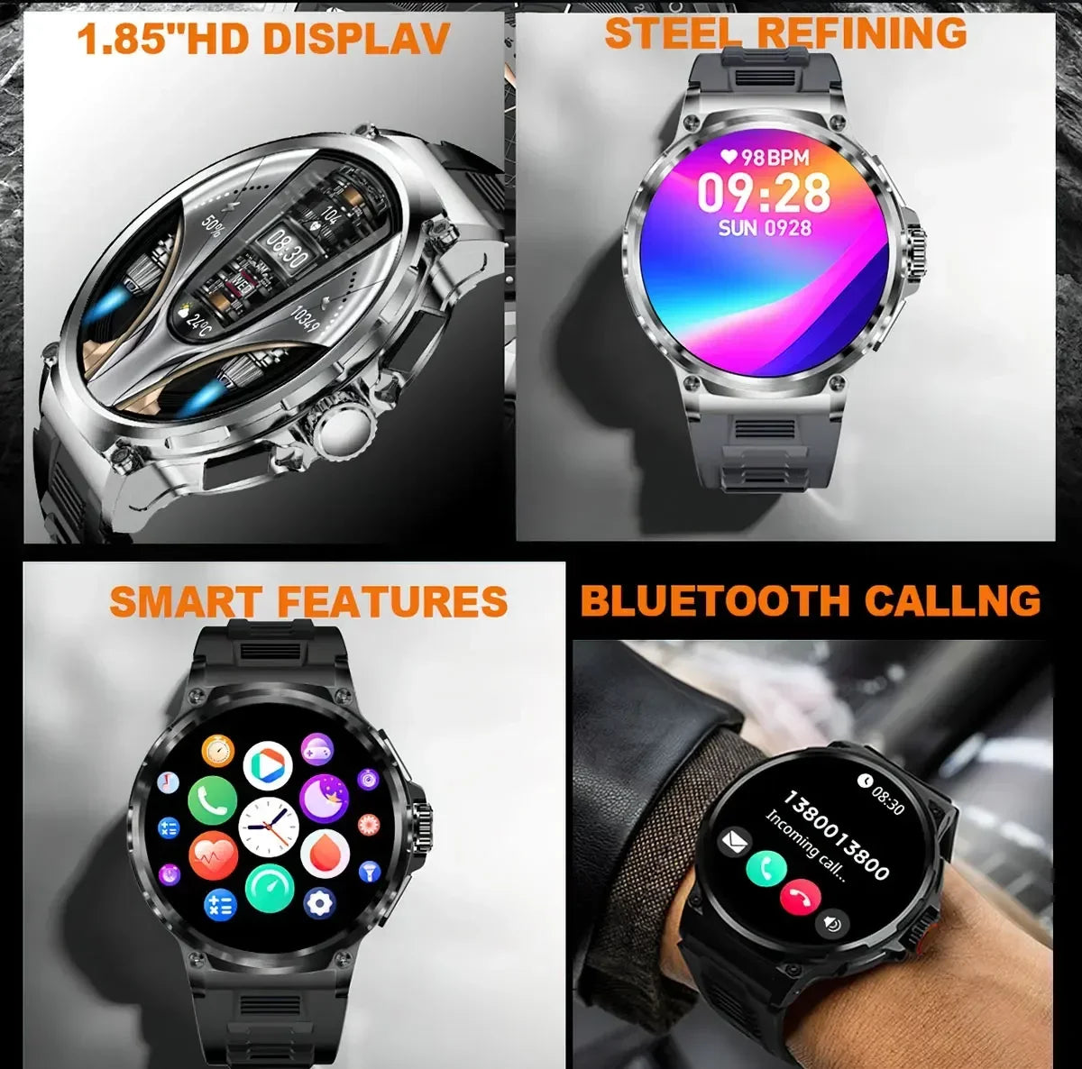 Lenovo New 1.85-inch ultra HD smartwatch, GPS track, HD Bluetooth call; 710 mah large battery 400+ dial,