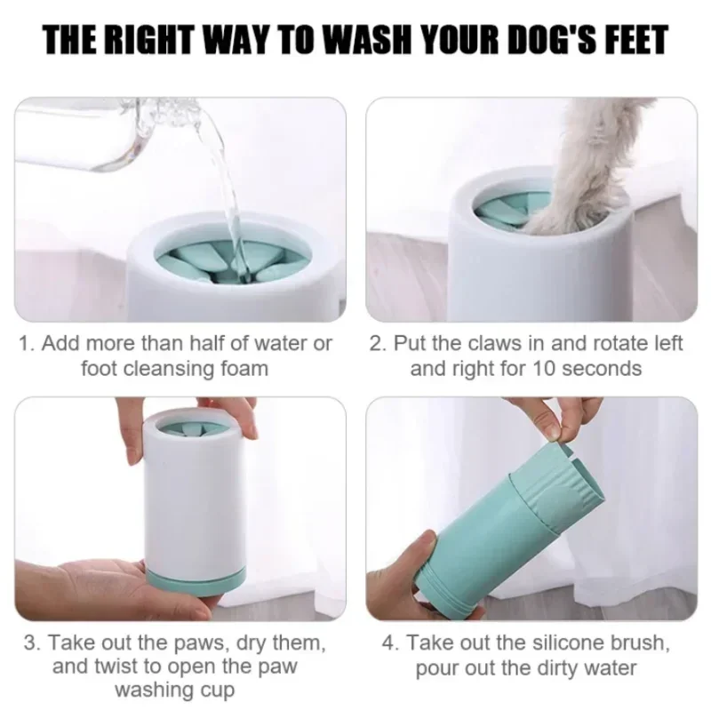 Automatic Pet Foot Washer Cup Silicone Soft Foot Cup Cat Foot Cleaning Bucket Dog Paw Cleaner Cup Manual Quick Feet Wash Cleaner