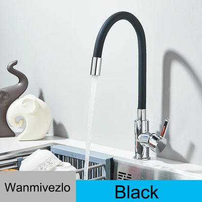 Wanmivezlo Kitchen Sink Faucet Flexible Water Pipe 360° Rotation Single Handle Deck Mount Cold Hot Water Mixer Water Tap