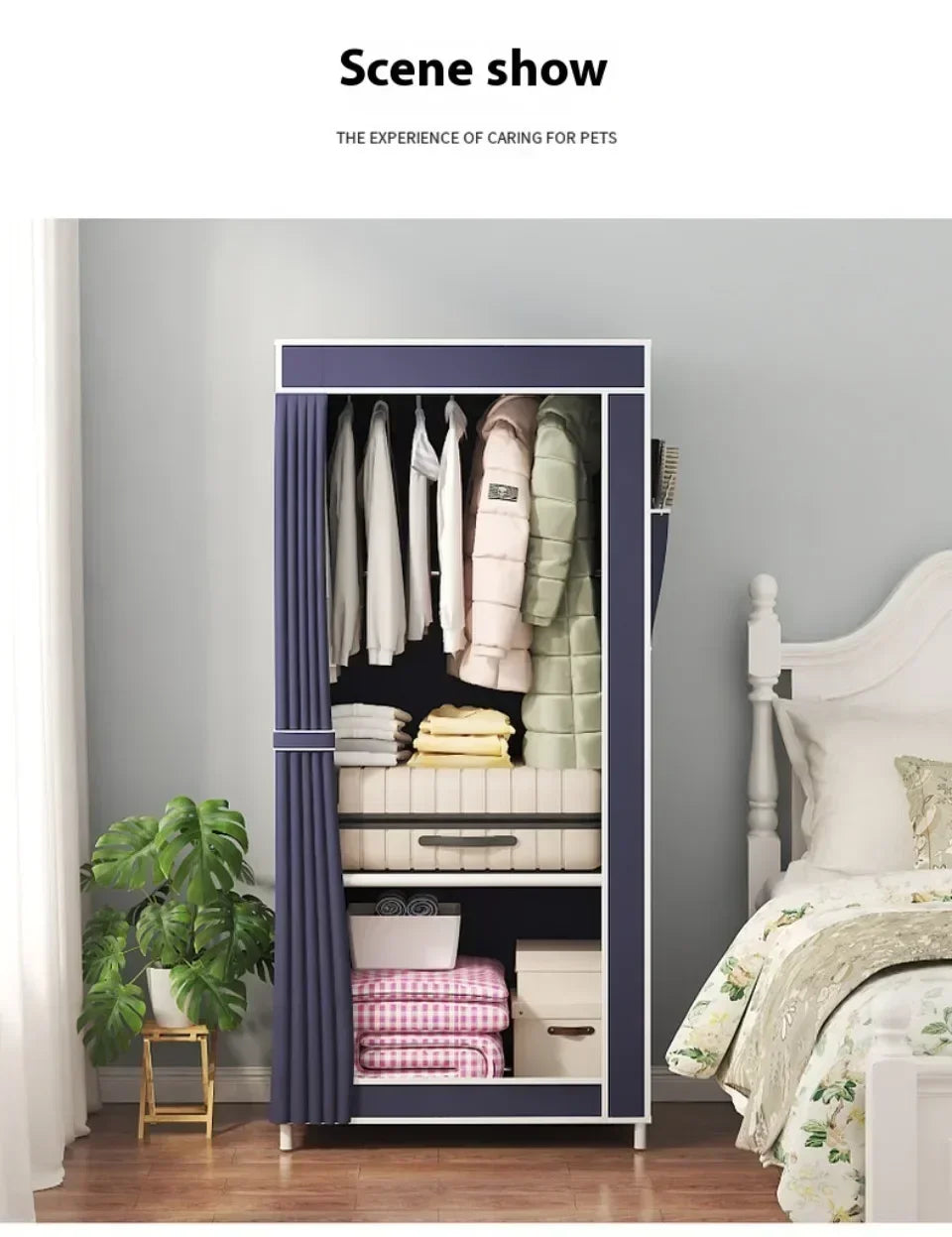 Simple Wardrobe High-capacity Household Bedroom Wardrobe Save Space Multi Functional Storage Clothing Dustproof Storage Cabinet