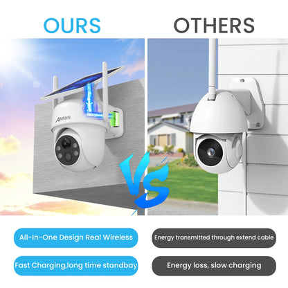 ANRAN 2K 3/5MP Solar Camera 2.4G Wifi Surveillance Security Cameras Home Protection Sloar Battery Cameras PIR Humanoid Detection