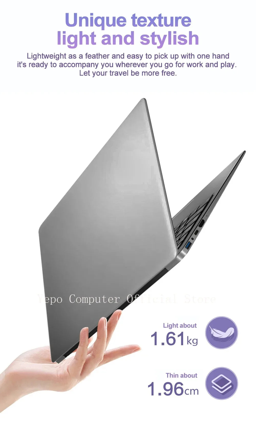 2025 New Laptop Global Version Intel N3700 Ultra Thin 14.1-inch HD Screen 16G+2048G DDR4 High Speed WIFI 5+Office computer