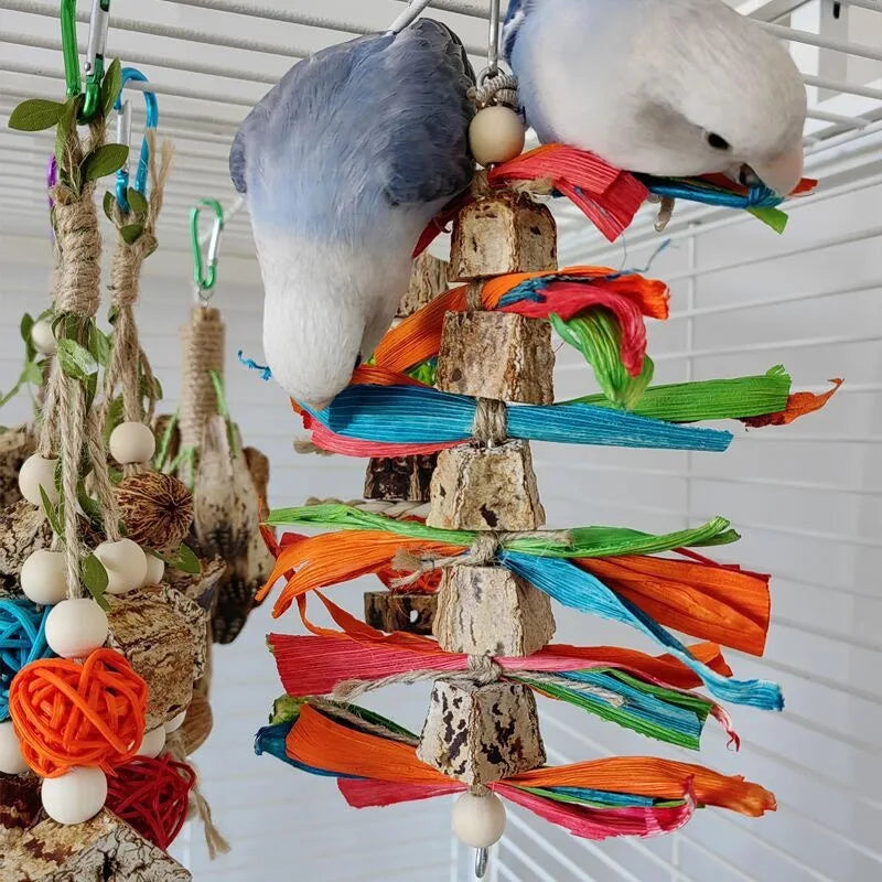 Pet Bird Parrot Toys 4 Stainless Steel Pots String Bird Chewing Bite Toys Acrylic Cage Accessories Pets Birds Supplies