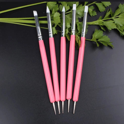 New 6 Colors 5Pcs/Set Stainless Steel Two Head Sculpting Polymer and Soft Pottery Clay Tool Silicone Modelling Art Shaper Tools