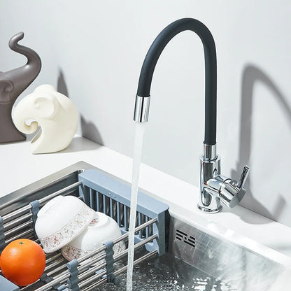 Wanmivezlo Kitchen Sink Faucet Flexible Water Pipe 360° Rotation Single Handle Deck Mount Cold Hot Water Mixer Water Tap