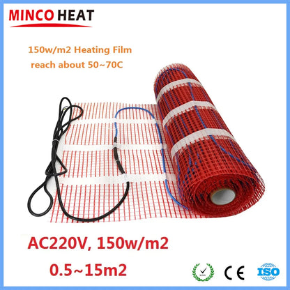 MINCO HEAT 150w/m2 0.5~15m2 Warm Floor Heating Mat for Ceramic Tile Wooden Floor Heating System