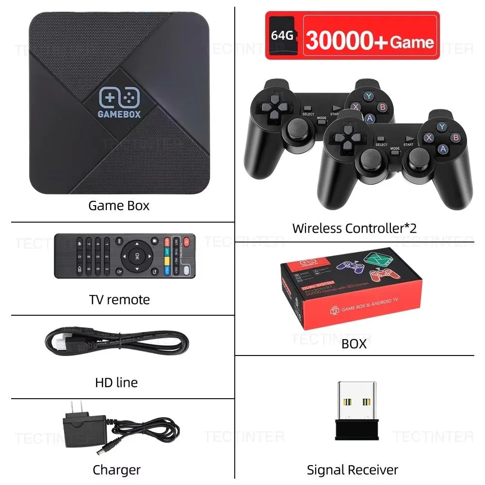 G5 Game Box 4K Dual-System Retro Video Game Console Built-in 40000+ Games 128G TV Box for NDS/PS1/PSP with Gamepad Kid Gift