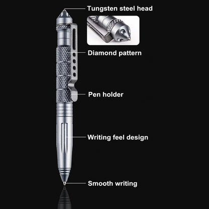 2 PCS Portable Tactical Pen Self Defense Pen Aviation Aluminum Emergency Glass Breaker Pen Security Protection Survival EDC