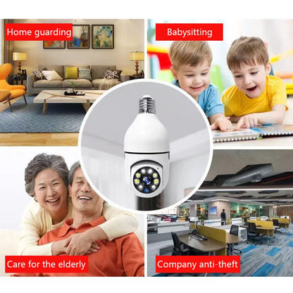 E27 Bulb Wireless Surveillance Camera 5G Wifi Night Vision Auto Human Tracking Home Panoramic Video Security Protection Monitor