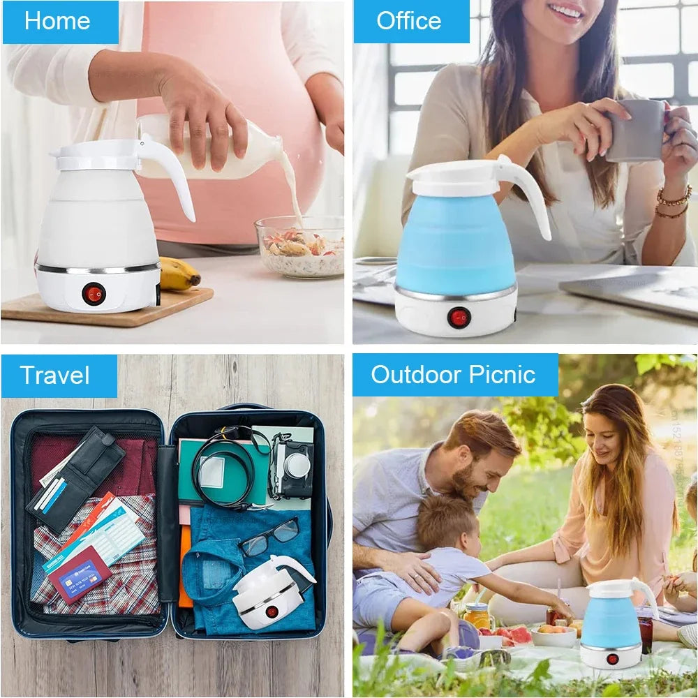 Electric Kettle Folding Electric Port Portable Travel Camping Kettle 600ML Electric Water Heater Portable Foldable Kettle Port