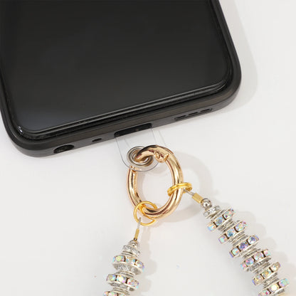 Women Cell Phone Sparkling Lanyard Pearls Beads Diamond Phone Straps with Tether Tab Phone Case Chain Hands-Free Wrist Strap