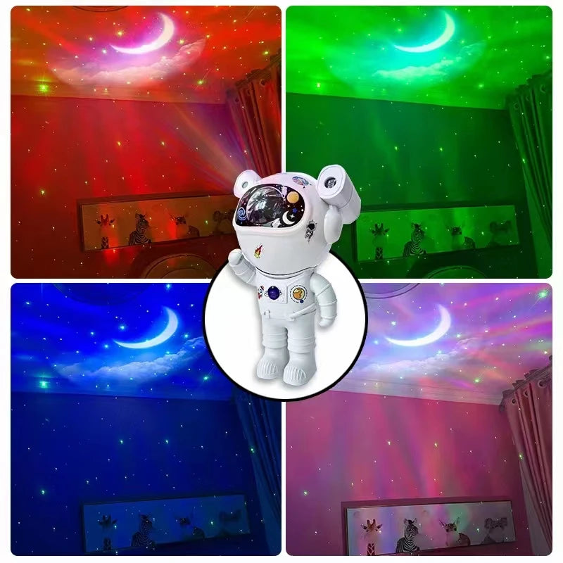 Bluetooth Astronaut Star Light Projector LED Bedroom Ambiance Night Light Aurora Moon Nebula Galaxy Lighting for Kids