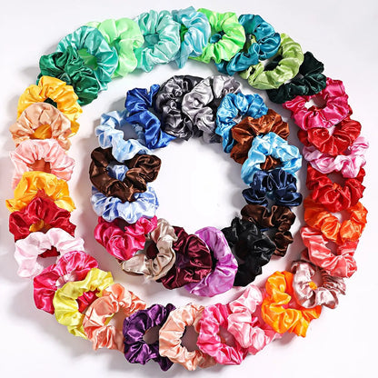 50/30/10Pcs Fashion Satin Scrunchies Girls Elastic Hair Bands Ponytail Holder Ties Rubber Bands Hair Accessories for Women