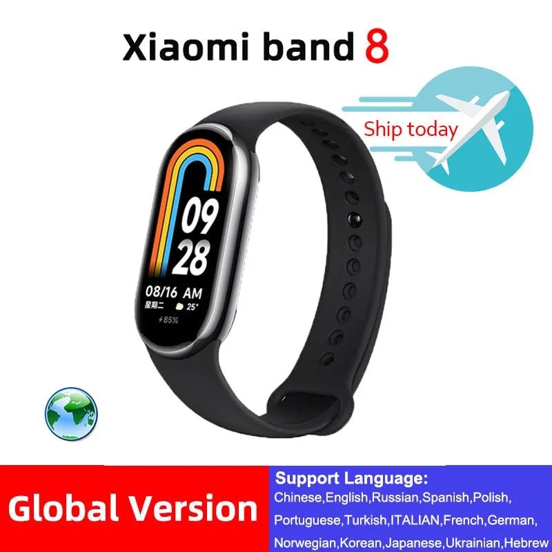 Global Version Xiaomi Mi Smart Band 8 Blood Oxygen 1.62'' AMOLED Display Fitness Tracker Smart Bracelet Wristband MIBand Fashion