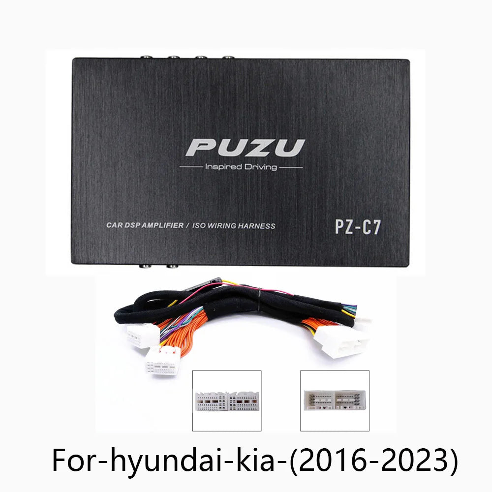 PUZU PZ-C7 wiring harness 4X150W Car DSP Amplifier Car Radio Sound Upgrade Digital Audio Signal Processor For Hyundai Kia