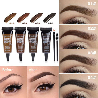 Natural Liquid Dyeing Eyebrow Cream Set Waterproof Shaping Brown Tint Pointed Tube Eyebrow Henna Mascara Paint Brush Makeup Tool