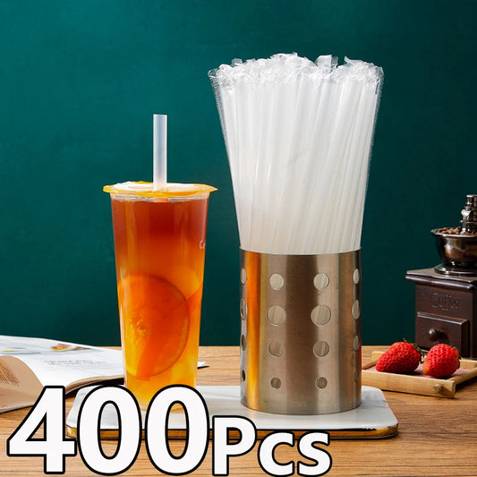 50/100/400Pcs Large Milkshake Straws White Drinking Straws MilkTea Straws Bubble Tea Straw Party Wedding Bar Home Accessories