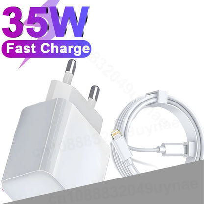 Original PD 35W Charger For iPhone 14 Pro Max 13 12 mini 11 Fast Charger X XS XR 7 Plus SE 2020 Fast Charging Cable Accessories