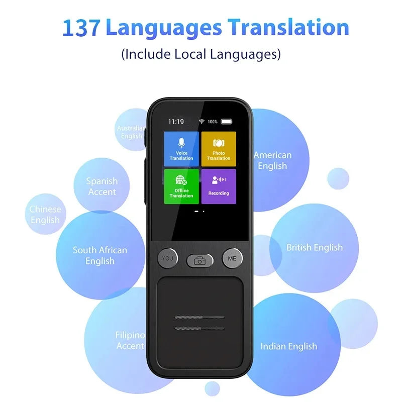 Portable T16 Instant Intelligent Voice Translation Recording 138 Language Real Time Smart Offline Translation Machine