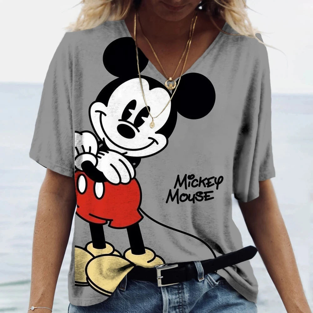 Disney Summer Women Minnie Mouse T-Shirt Fashion Mickey Mouse Tops Tees Casual Streetwear Female Daily Outfit Harajuku Clothing