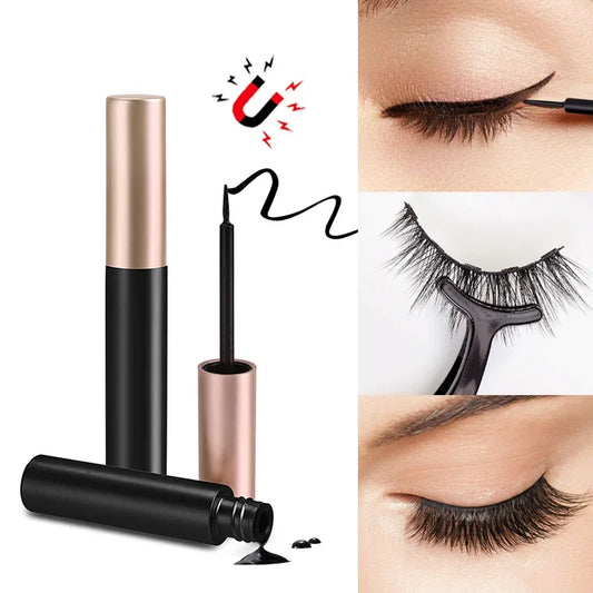 1/2Pcs Black Magnetic Eyeliner Glue False Eyelash Extension Magic Self-adhesive Liquid Eyeliner Eye Makeup No Blooming Cosmetics