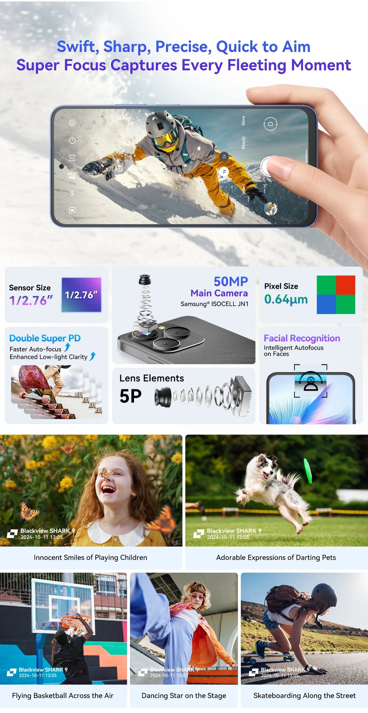 【World premiere】Blackview SHARK 9 5G Smartphone 6.67'' HD+ IPS 90Hz Display 50MP Main Camera NFC GPS Android 14 Mobile Phone