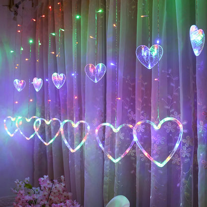 3.5M Curtain Garland Heart-shaped LED Fairy String Lights 220V/110V For Valentine Day Bedroom Christmas Wedding Party Decoration