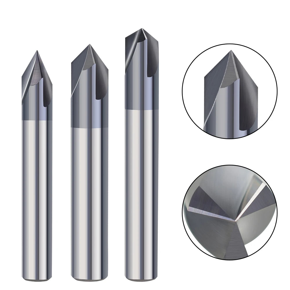 3 Flute Chamfer Milling Cutter 60/90/120 Degrees CNC Router Bit 2-12mm Carbide Chamfering End Mill CNC Engraving Milling Tool