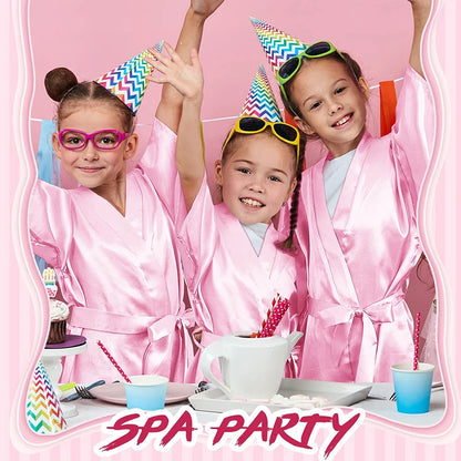 1/6/15Sets Spa Party for Girls Child Birthday Party Favors For Kids Kimono Girl Kids Robes Wedding Favour Bathrobe with Headband