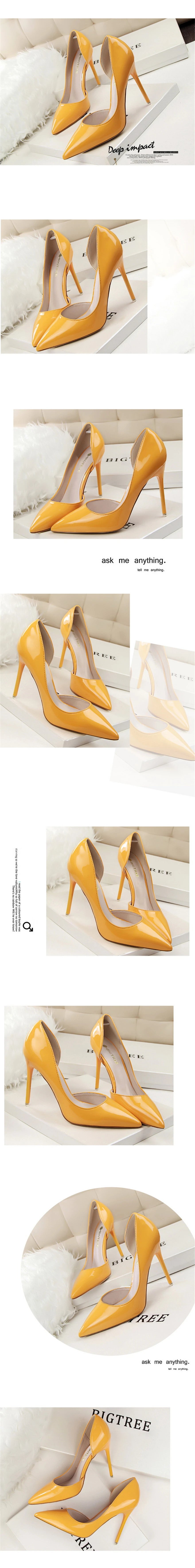 BIGTREE Shoes New Patent Leather Woman Pumps Pointed Stiletto Fashion Women Work Shoes Sexy Cut-Outs High Heel Shoe Ladies Party