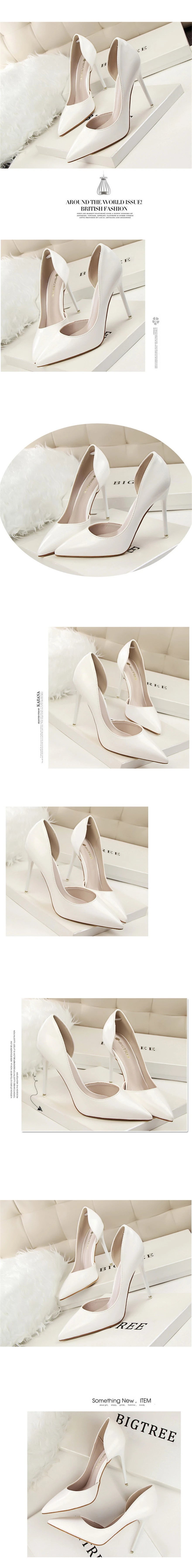 BIGTREE Shoes New Patent Leather Woman Pumps Pointed Stiletto Fashion Women Work Shoes Sexy Cut-Outs High Heel Shoe Ladies Party