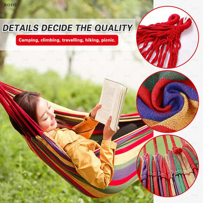 Camping Hammock Thickened Durable Fabric Canvas Single Hammocks Travel Swing Chair Hanging Bed Double Outdoor Hammock with Bag