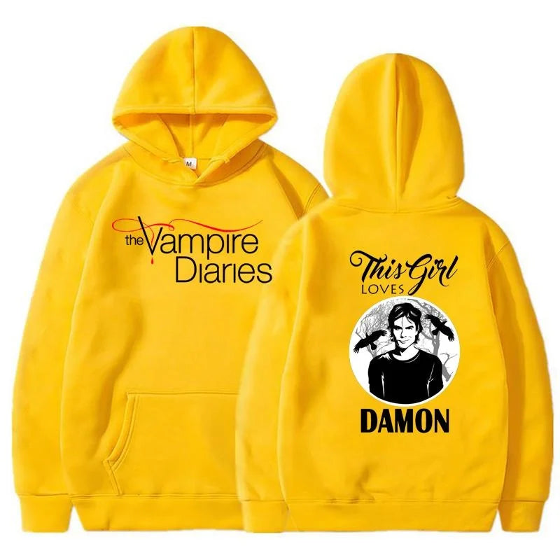 The Vampire Diaries Hoodies Women Fashion Personality Hooded Sweatshirt Casual Outdoor Loose Long Sleeve Pullover