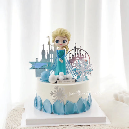 Disney Frozen Theme Cake Decoration Anna Elsa Princess Furnishing Articles Caketopper For Girl Birthday Party Cake Decor Supplie