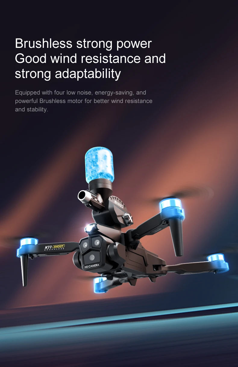 New K11MAX Water Bomb Drone Brushless Motor High Definition Three Camera Drone Optical Flow Positioning Hovering Quadcopter