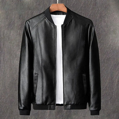 Autumn Winter Men Leather Coat Korean Fashion Solid Color Men Leather Jacket Trend Casual Fit Slim Baseball Clothes