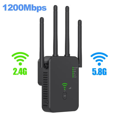 Router Wireless Repeater 1200Mbps Wifi Signal Booster Dual-Band 2.4G 5G WiFi Extender Gigabit WiFi Amplifier Home Office Outdoor