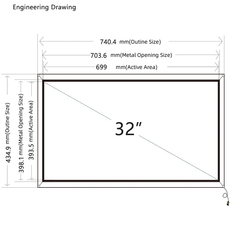 32 Inch Multi-Touch 20 Points IR Touch Frame, IR Touch Panel, Infrared Touch Screen Overlay without Glass