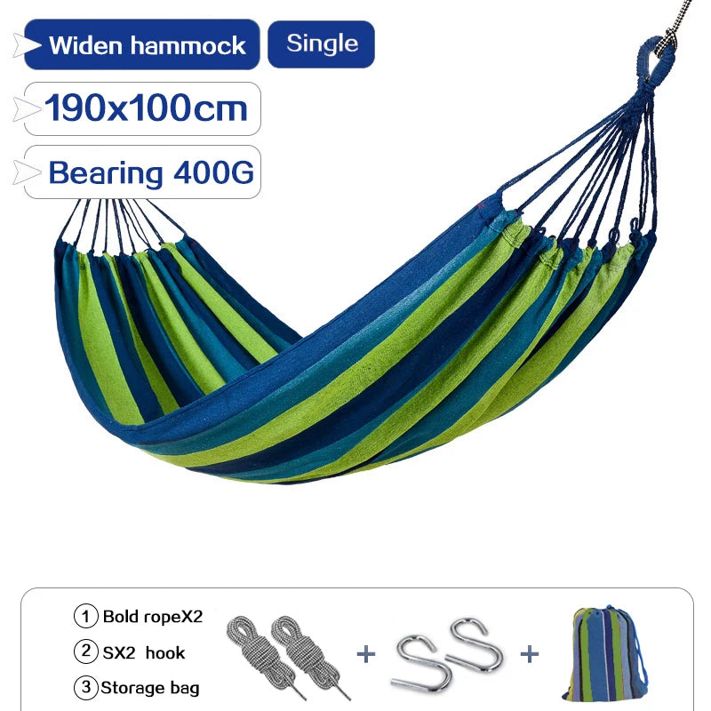 Camping Hammock Thickened Durable Fabric Canvas Single Hammocks Travel Swing Chair Hanging Bed Double Outdoor Hammock with Bag