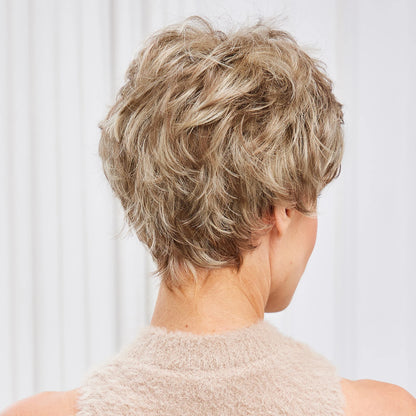 Light Blonde Mixed Off-White Short Pixie Cut Wigs for Women With Bangs Kanekalon Human-hair Like Texture Natural Layered Hair