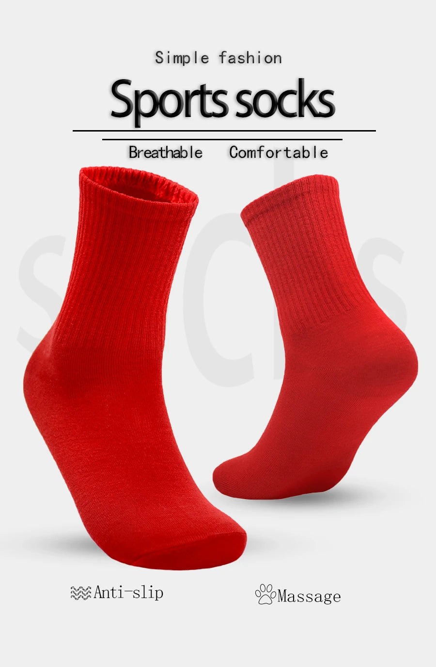 1/3 Red Christmas Socks Breathable FloorSocks  Men Women Yoga Socks Sports Socks Soft Wear-Resistant