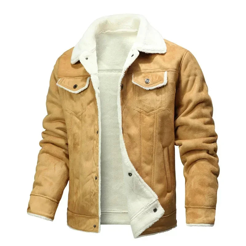 Winter Men Suede Leather Coat High-quality Male Thicken Warm Jacket Youth Fashion Casual Coat Men Clothing Mens Leather Jacket