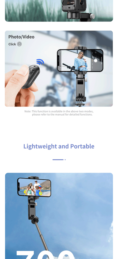 360 Rotation Following shooting Mode Gimbal Stabilizer Selfie Stick Tripod gimbal For iPhone Phone Smartphone live photography