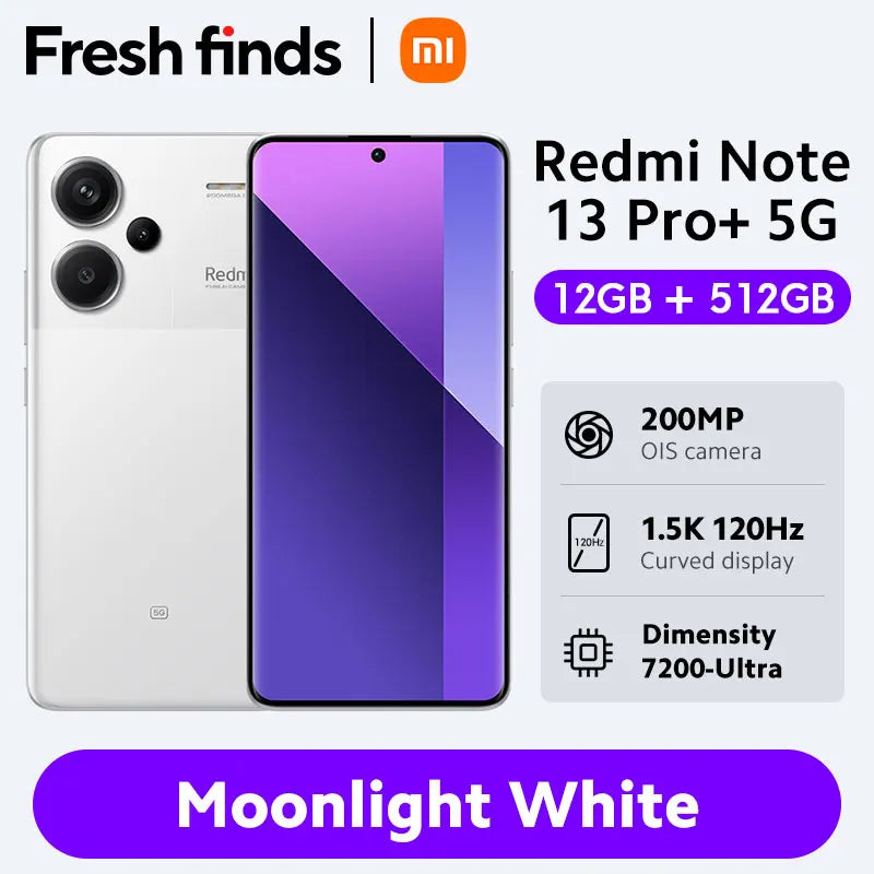 [Global Version] New Xiaomi Redmi Note 13 Pro Plus 5G Smartphone 120W HyperCharge MediaTek Dimensity 7200-Ultra 200MP OIS Camera