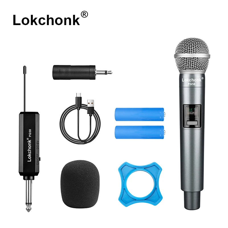 PG58 Professional Wireless Microphone 2 Channels UHF Fixed Frequency Handheld Mic Micphone For Party Karaoke Church Show Meeting