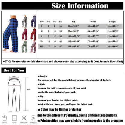 Women Christmas Pajama pants Autumn Winter Plaid Printed Pants Fashion Casual Wide Leg Pants Clothing Streetwear